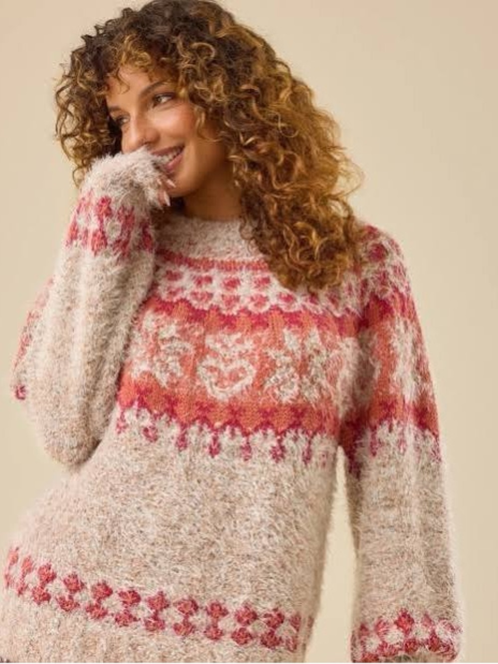 Altar'd State Holly Fuzzy Fair Isle Sweater